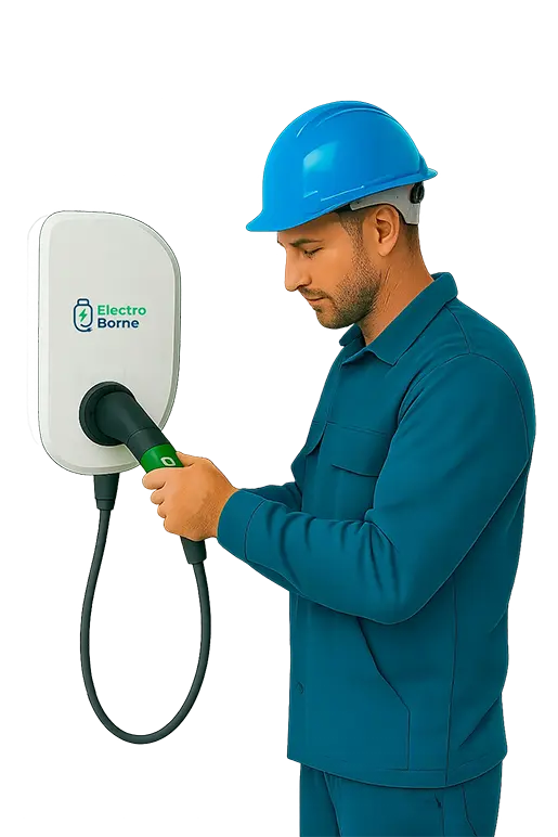 Technicien posant une borne